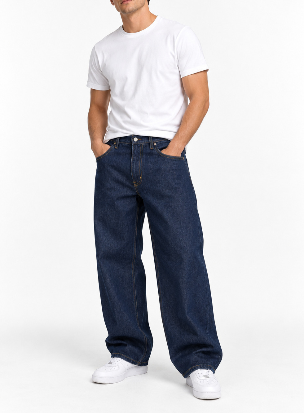 NWT Y2K Godbody Design Labs Banger Jeans Mens 36x32 Baggy Dark Blue